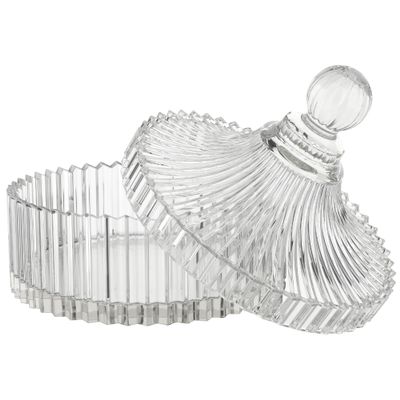 Shelley Kyle Large Lidded Crystal Puff Dish (Puff not Included)