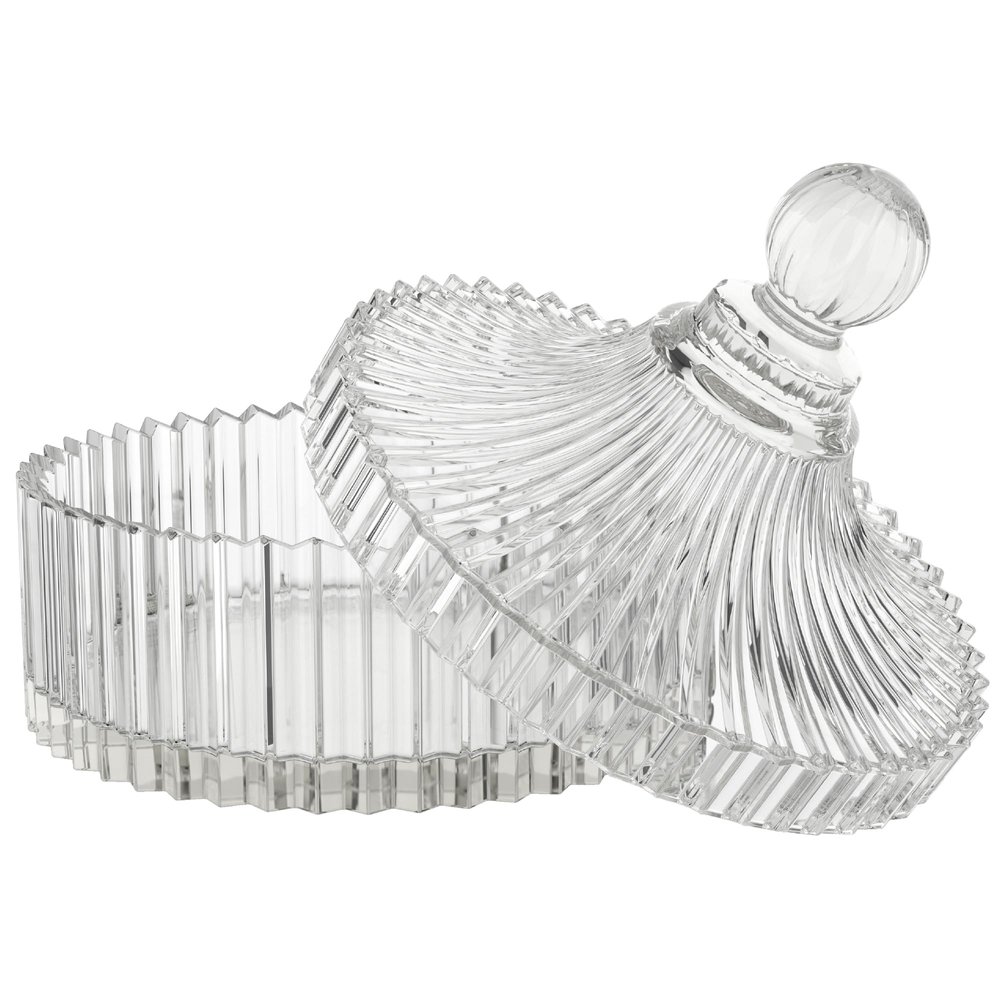 Shelley Kyle Large Lidded Crystal Puff Dish (Puff not Included)