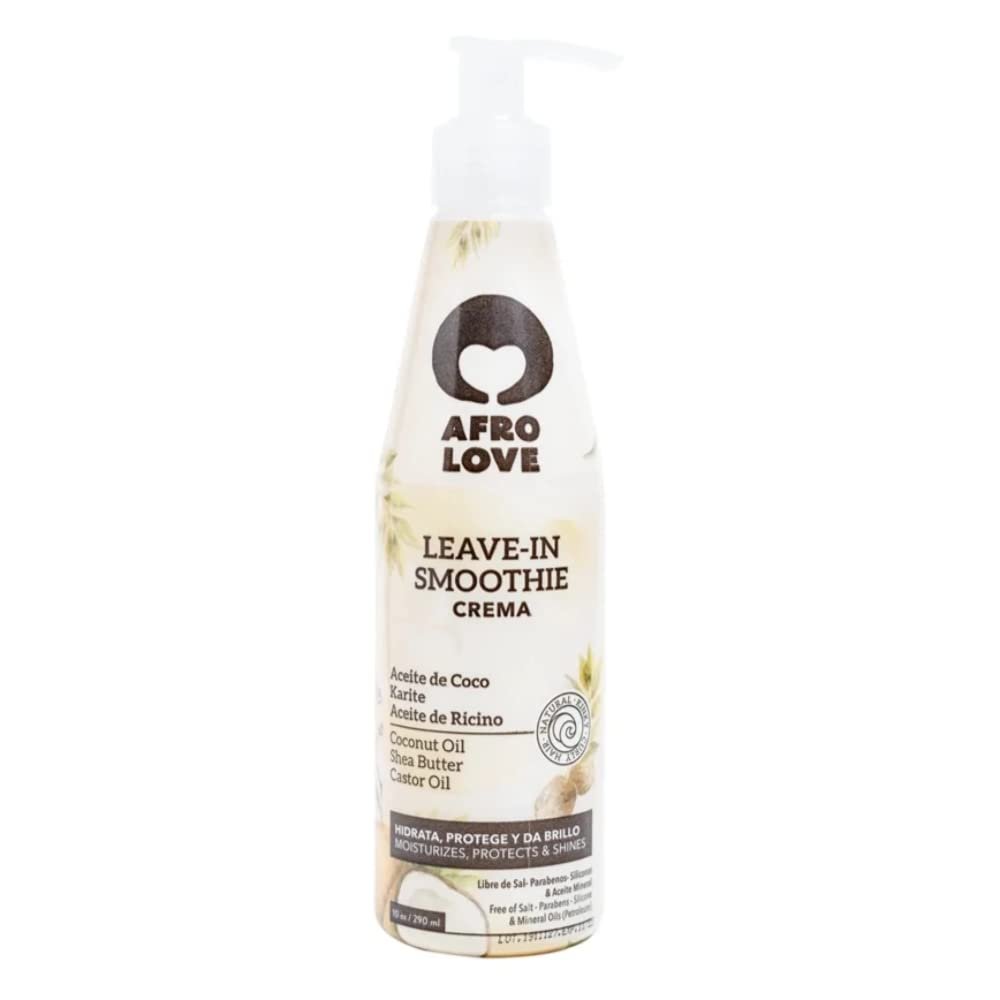 Afro Love Leave-In Conditioner for Curly Hair  Hydrating & Frizz Control  Curl Defining Cream with Coconut Oil, Shea Butter & Castor Oil  Sulfate-Free, Silicone-Free, Paraben-Free  10 oz