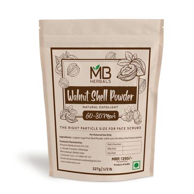 MB Herbals Walnut Shell Powder 6080 Mesh 8 oz /  LB (227g) | 100% Natural Exfoliant for Soap Making, Face Scrubs & Face Masks | Silica Free