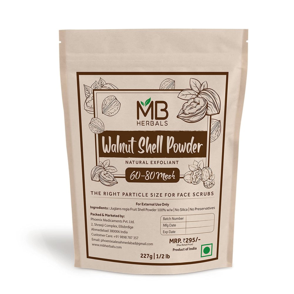 MB Herbals Walnut Shell Powder 6080 Mesh 8 oz /  LB (227g) | 100% Natural Exfoliant for Soap Making, Face Scrubs & Face Masks | Silica Free