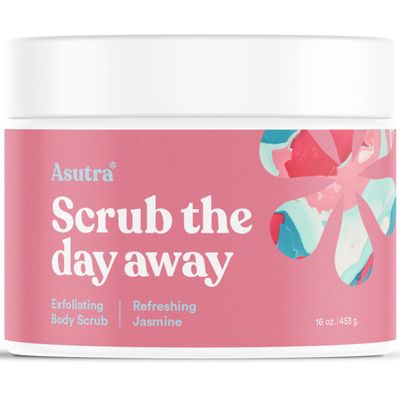 ASUTRA Dead Sea Salt Essential Oil Body Scrub Exfoliator (Refreshing Jasmine), 16 oz - Ultra Hydrating, Gentle, & Moisturizing - Coconut, Jasmine, and Frankincense Oils
