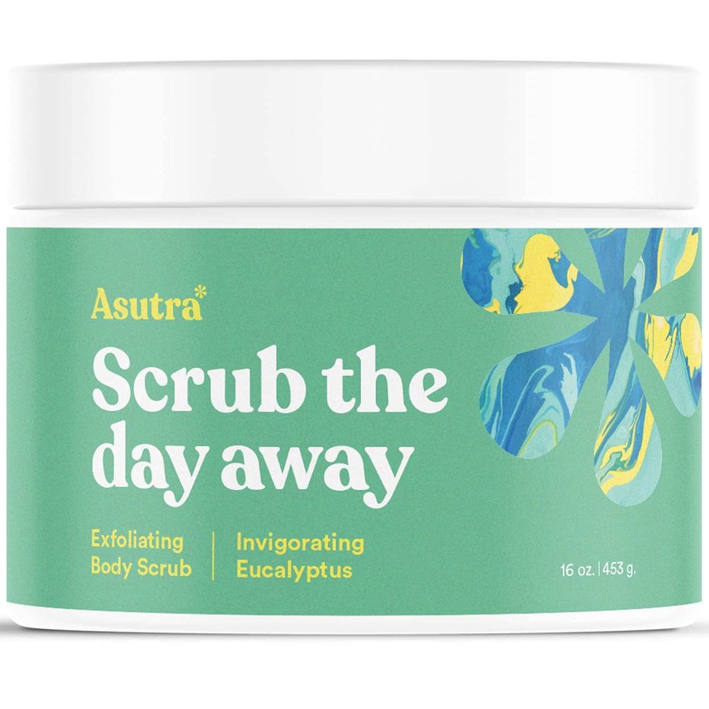 ASUTRA Dead Sea Salt Essential Oil Body Scrub Exfoliator (Invigorating Eucalyptus), 16 oz - Ultra Hydrating, Gentle, & Moisturizing - Coconut, Eucalyptus, and Marjoram Oils