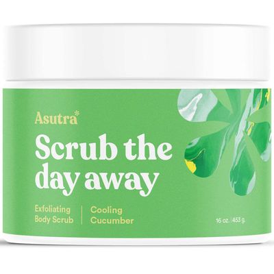 ASUTRA Dead Sea Salt Essential Oil Body Scrub Exfoliator (Cooling Cucumber), 16 oz - Ultra Hydrating, Gentle, & Moisturizing - Coconut, Cucumber, and Peppermint Oils