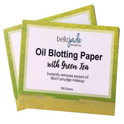 Oil Blotting Paper Sheets Instantly Absorbs Excess Oil and Shine from Face without Smudging Makeup Large size, 200 Tissues (green tea)