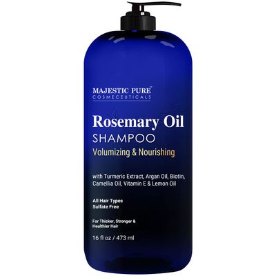Majestic Pure Rosemary Oil Shampoo for Hair Growth - Volumizing & Nourishing Shampoo - with Vitamin E & Argan Oil - Sulfate Free, for Men & Women - 16 fl oz