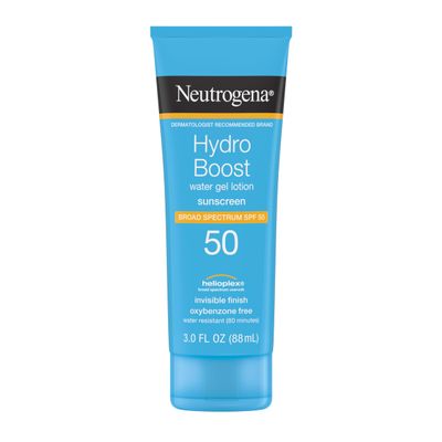 Neutrogena Hydro Boost Moisturizing Water Gel Sunscreen Lotion with Broad Spectrum SPF 50, Water-Resistant & Non-Greasy Hydrating Sunscreen Lotion, Oil-Free, 3 fl. oz, 3 Pack