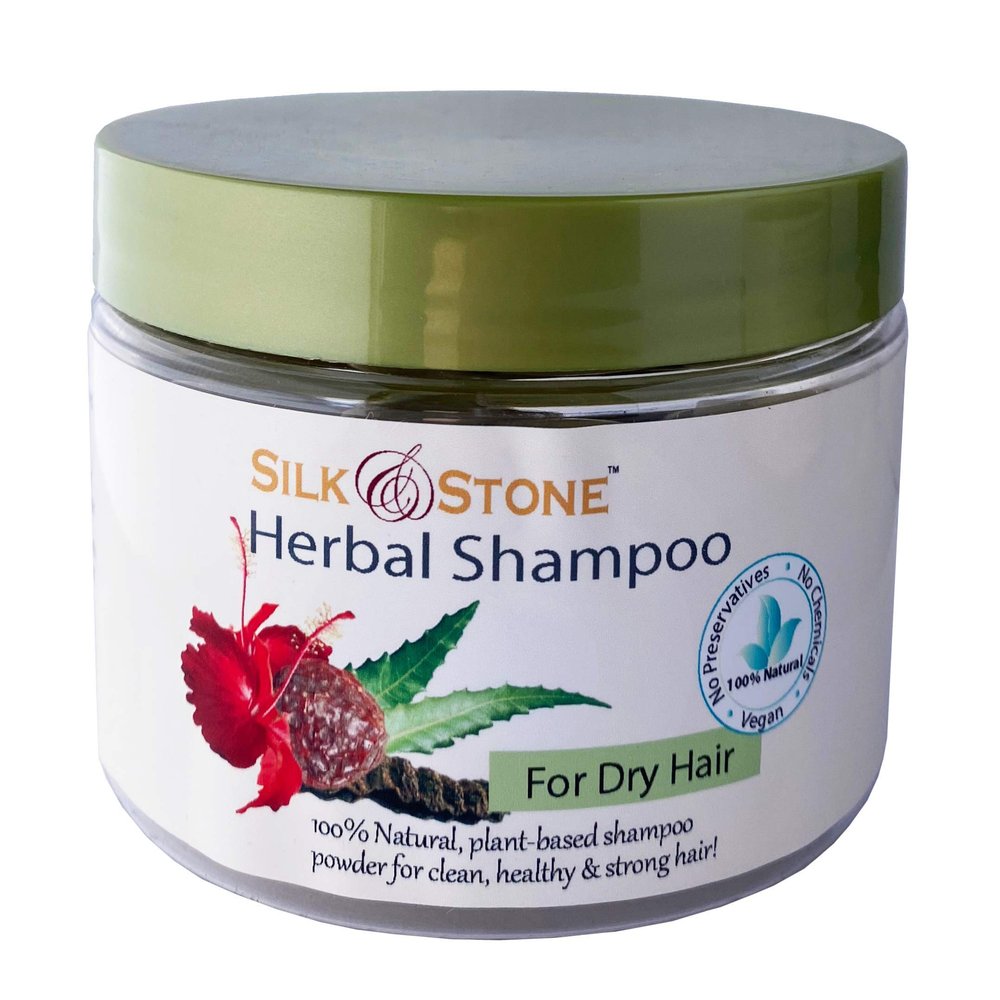 Herbal Shampoo for Dry Hair, Gluten-Free Natural Shampoo Powder for Healthy Hair and Scalp, Vegan Dry Shampoo for Men and Women, 4 ounces - Silk and Stone