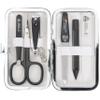 3 Swords Germany - Brand Quality 6 Piece Manicure Pedicure Grooming kit Set - Scissors, Metal and Glass Nail File, Clipper, Tweezers with Synthetic Leather case - White/Black Tools view 1