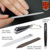 3 Swords Germany - Brand Quality 6 Piece Manicure Pedicure Grooming kit Set - Scissors, Metal and Glass Nail File, Clipper, Tweezers with Synthetic Leather case - White/Black Tools view 3