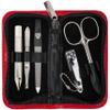 3 Swords Germany - brand quality 5 piece manicure pedicure grooming kit set with synthetic leather case red - Made in Germany view 1
