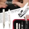3 Swords Germany - brand quality 5 piece manicure pedicure grooming kit set with synthetic leather case red - Made in Germany view 3