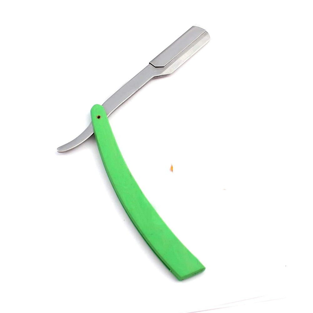 OdontoMed2011 PROFESSIONAL STRAIGHT BARBER EDGE STEEL RAZORS FOLDING SHAVING KNIFE GREEN FOLDING HAIR REMOVAL SHAVING RAZOR (Green Handle)