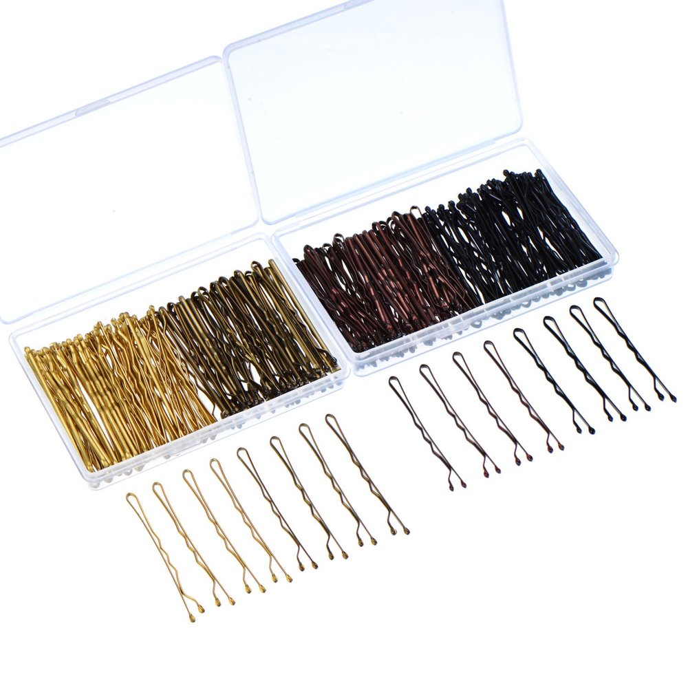 Hicarer 200 Pieces Multicolor Bobby Pins 4 Colors Hair Pins Assorted Colors Hair Clips with Clear Boxes for Women