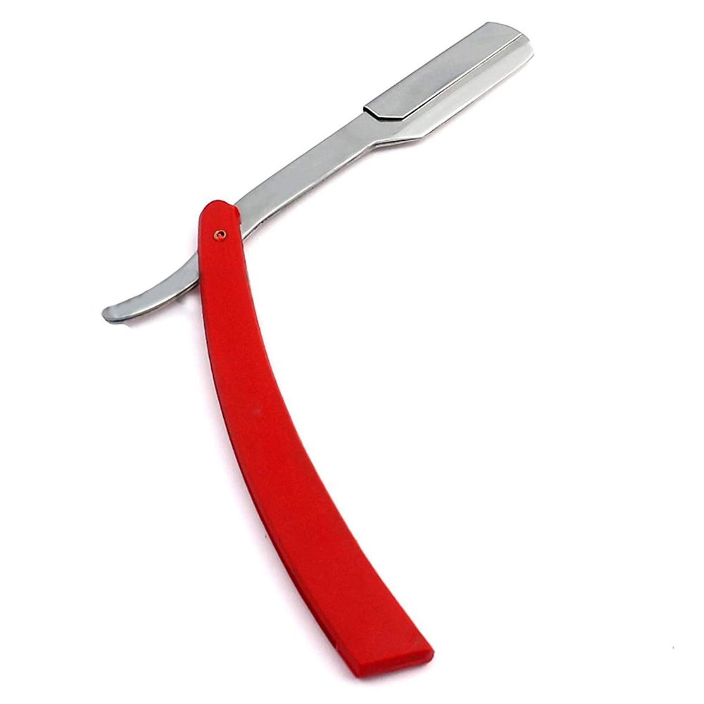 OdontoMed2011 MANUAL FOLDING SHAVING KNIFE BEARD CUTTER SHAVER STRAIGHT EDGE BARBER RAZOR SHAVING RAZORS DOUBLE (Red)