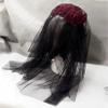 Gothic Headdress Roses Headband Beauty Horror Halloween Spiritual Love Black Veil Lace Retro Vintage view 3