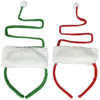 Set of 2 Stylish 12"-18" H Christmas Headbands! Adorable One Size Fits All Christmas Santa and Elf Themed Headbands!