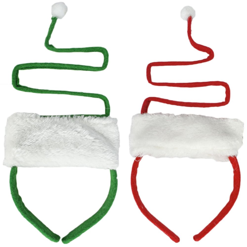 Set of 2 Stylish 12"-18" H Christmas Headbands! Adorable One Size Fits All Christmas Santa and Elf Themed Headbands!