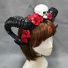 Horn Headband Gothic Lolita Devil Floral Horns Headpieces Halloween Skull Veil Headdress Cosplay view 2