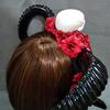 Horn Headband Gothic Lolita Devil Floral Horns Headpieces Halloween Skull Veil Headdress Cosplay view 4