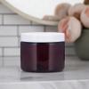 (12 pack) 6 oz Amber PET Plastic Low Profile Refillable Jar with White Lid view 3