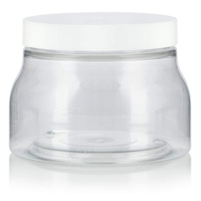 (6 pack) 8 oz Clear PET Plastic Tuscany Refillable Jar with White Smooth Lid