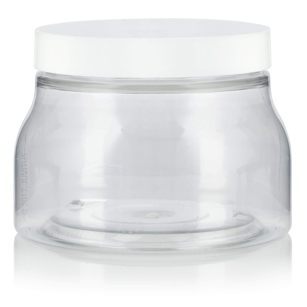 (6 pack) 8 oz Clear PET Plastic Tuscany Refillable Jar with White Smooth Lid