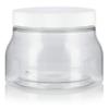 (6 pack) 8 oz Clear PET Plastic Tuscany Refillable Jar with White Smooth Lid view 1
