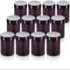 (12 pack) 6 oz Amber PET Plastic Refillable Jar with Black Lid view 1