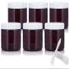 JUVITUS 6 oz Amber PET Plastic (BPA Free) Refillable Low Profile Jar (6 pack) Refillable Empty Storage Containers (White Lids) view 1