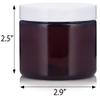 JUVITUS 6 oz Amber PET Plastic (BPA Free) Refillable Low Profile Jar (6 pack) Refillable Empty Storage Containers (White Lids) view 2