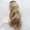 Wavy Curly Wig Blonde with Brown Roots Synthetic Lace Front Wig with view 2