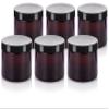 JUVITUS 6 oz Amber PET Plastic (BPA Free) Refillable Low Profile Jar (6 pack) Refillable Empty Storage Containers (Black Lids) view 1