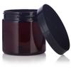 JUVITUS 6 oz Amber PET Plastic (BPA Free) Refillable Low Profile Jar (6 pack) Refillable Empty Storage Containers (Black Lids) view 4