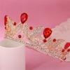 Wiipu Baroque Drop Rhinestone Crystals leaves Tiara Crown,5.5" Diameter(A1700) (Red) view 3