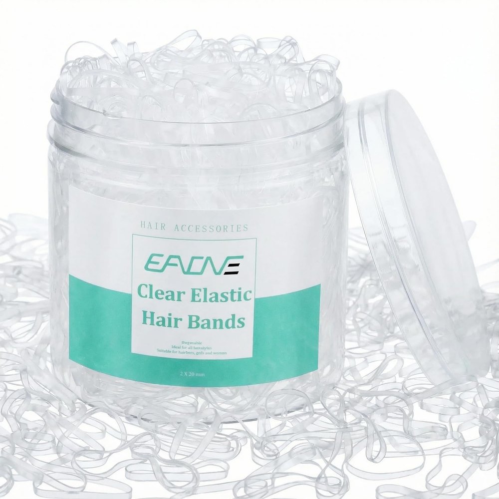 EAONE Clear Elastic Hair Rubber Bands, 2500pcs No Damage Mini Hair Ties Small Tiny Ponytail Holder, Hairstyling Accessories for Women Girls, 20mm in Diameter and 2mm in Width