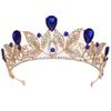 Wiipu Baroque Drop Rhinestone Crystals Leaves Tiara Crown,5.5" Diameter(A1700) (Blue) view 1