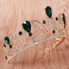 Wiipu Baroque Drop Rhinestone Crystals Leaves Tiara Crown,5.5" Diameter(A1700) (Green) view 2