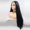 Xiweiya Natural Black Lace Front Wig for Women Long Silky Straight 1b# Black 13*3 Lace Front Wig Soft Glueless Full Wig Heat Resistant Fiber Hair Middle Part Half Hand Tied 26inch view 2