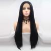 Xiweiya Natural Black Lace Front Wig for Women Long Silky Straight 1b# Black 13*3 Lace Front Wig Soft Glueless Full Wig Heat Resistant Fiber Hair Middle Part Half Hand Tied 26inch view 3
