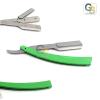 G.S MANUAL FOLDING SHAVING KNIFE BEARD CUTTER SHAVER STRAIGHT EDGE BARBER RAZOR GREEN UP TO 22 BLADES (SET OF 11 BLADES) view 2