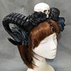 Girl Halloween Stereo Devil Horns Skull Headband Gothic Sheep Horn Flowers Headdress Cosplay view 2