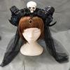 Girl Halloween Stereo Devil Horns Skull Headband Gothic Sheep Horn Flowers Headdress Cosplay view 4