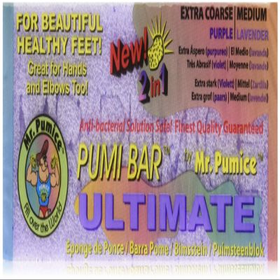Mr. Pumice Ultimate PUMI Bar, 2-in-1 Callus Remover, Pedicure Stone & Ped File Scrubber for Smooth Feet and Heels, Dual-Grit (Medium + Coarse), 6 Pack