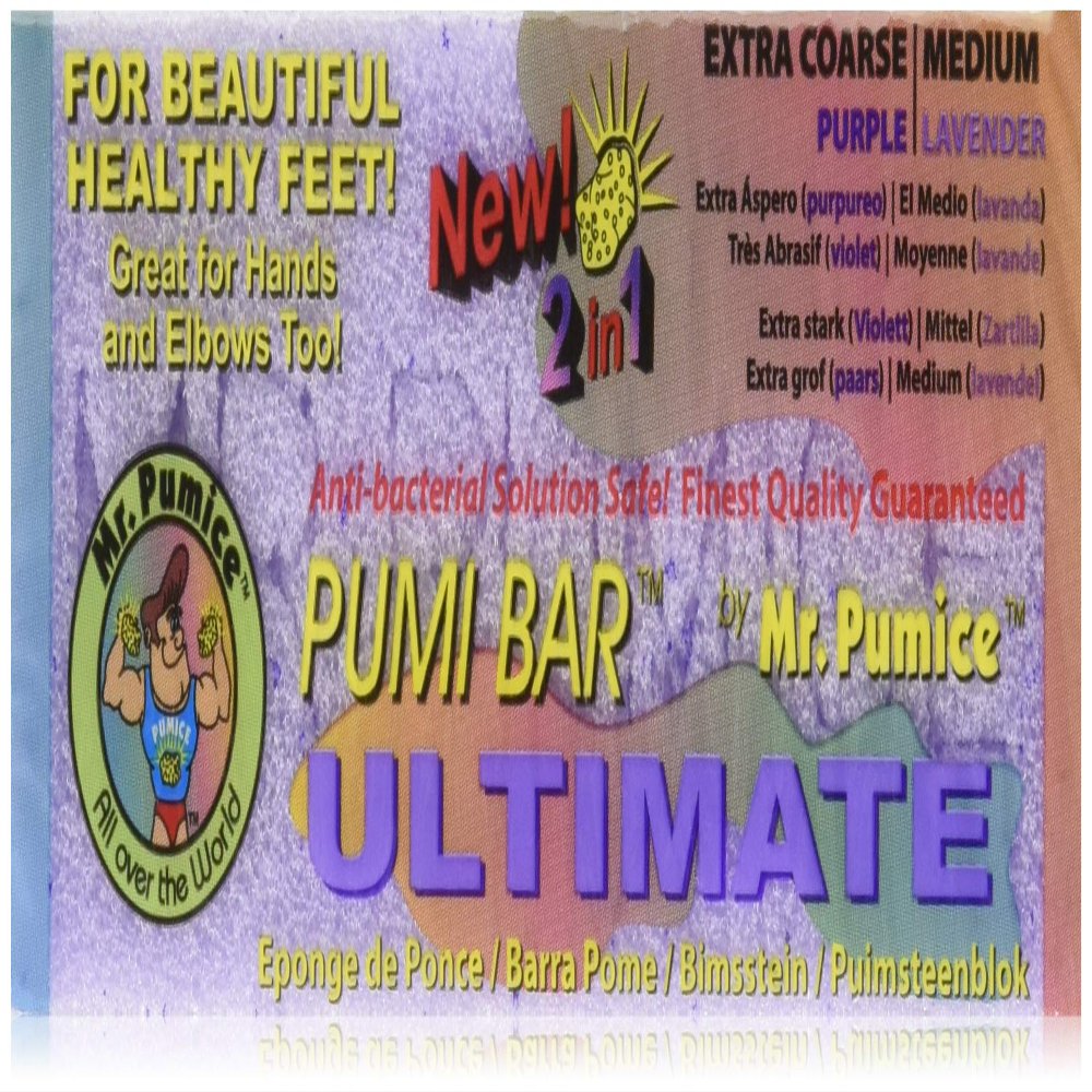 Mr. Pumice Ultimate PUMI Bar, 2-in-1 Callus Remover, Pedicure Stone & Ped File Scrubber for Smooth Feet and Heels, Dual-Grit (Medium + Coarse), 6 Pack