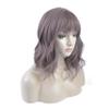 DAOTS 14 Inches Curly Wigs with Bangs for Women Girls Heat Resistant Synthetic Hair Wig (Grayish Purple) view 3