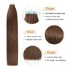 YILITE Tape in Human Hair Extensions 22 inches 20pcs 50g Straight Real Human Hair Seamless Skin Weft #4 Medium Brown Tape in Human Hair Extensions view 3