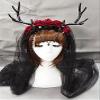 Original Manual antlers deer Ear Hair Hoop Forest Animal Exhibition Cosplay Headband Gothic view 1