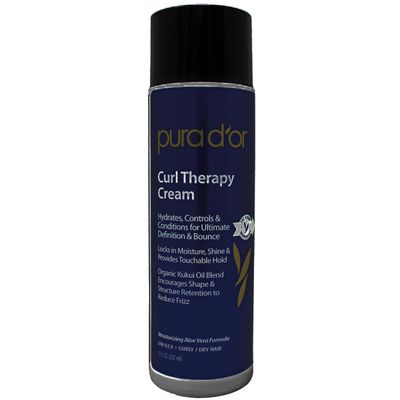 PURA D'OR Curl Therapy Leave-In Styling Cream (8oz) For Curly, Wavy or Frizzy Hair, Hydrates & Conditions, Gentle Sulfate Free Formula Infused with Natural Ingredients, Men & Women