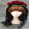 Qhome Lolita Fancy Dress Headband With Rose Bowknot Crystal Flowers Lace Halloween Headwear Costume Accessory view 1